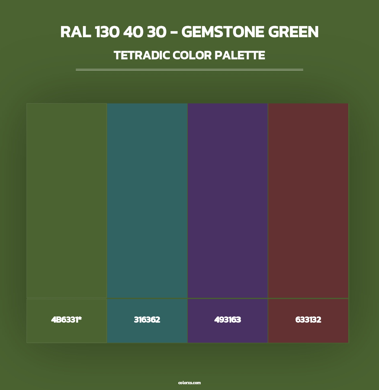 RAL 130 40 30 - Gemstone Green - Tetradic Color Palette