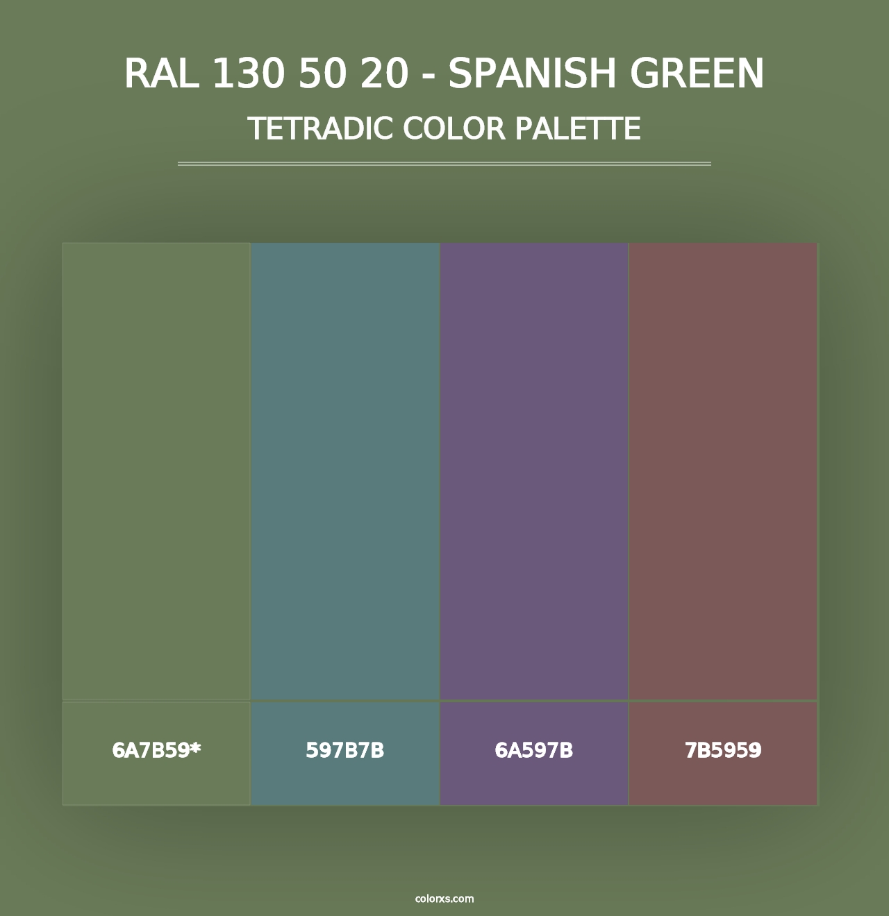 RAL 130 50 20 - Spanish Green - Tetradic Color Palette