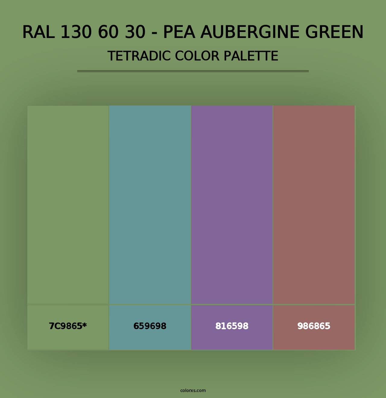 RAL 130 60 30 - Pea Aubergine Green - Tetradic Color Palette