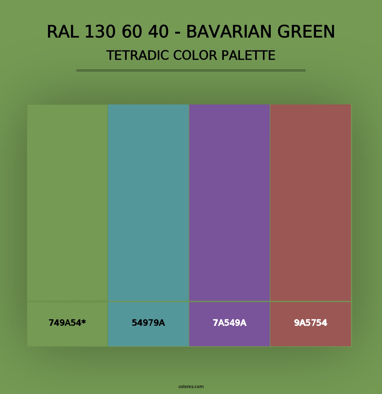 RAL 130 60 40 - Bavarian Green - Tetradic Color Palette