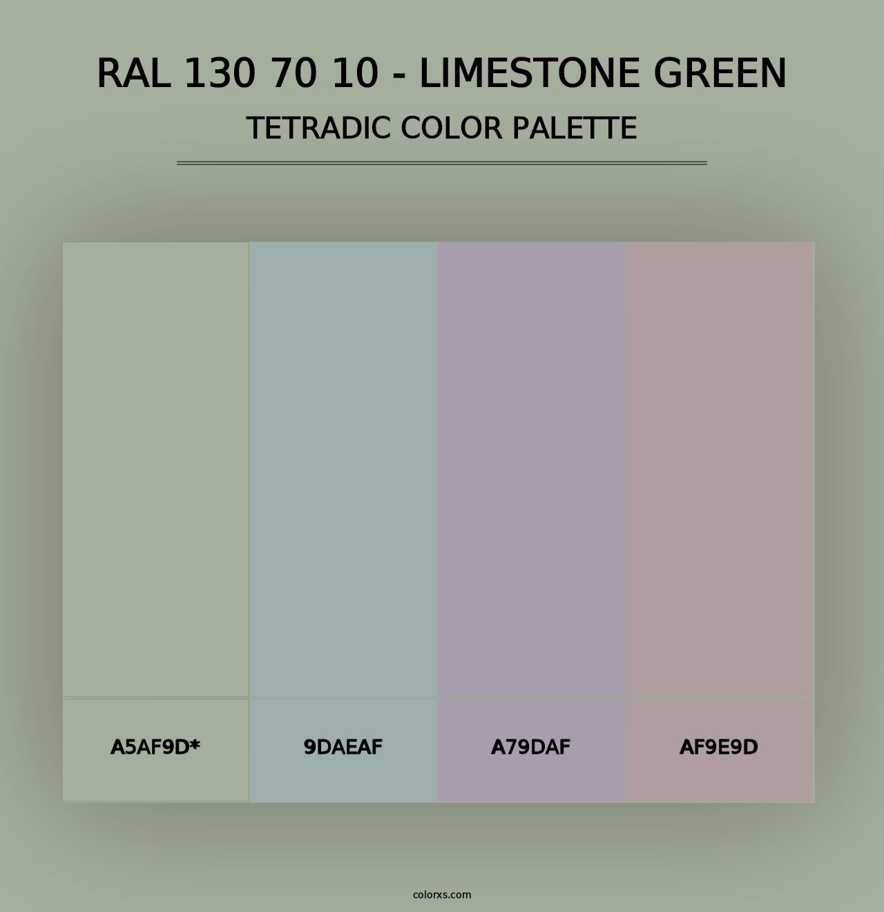 RAL 130 70 10 - Limestone Green - Tetradic Color Palette