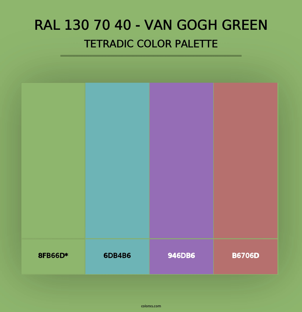 RAL 130 70 40 - Van Gogh Green - Tetradic Color Palette