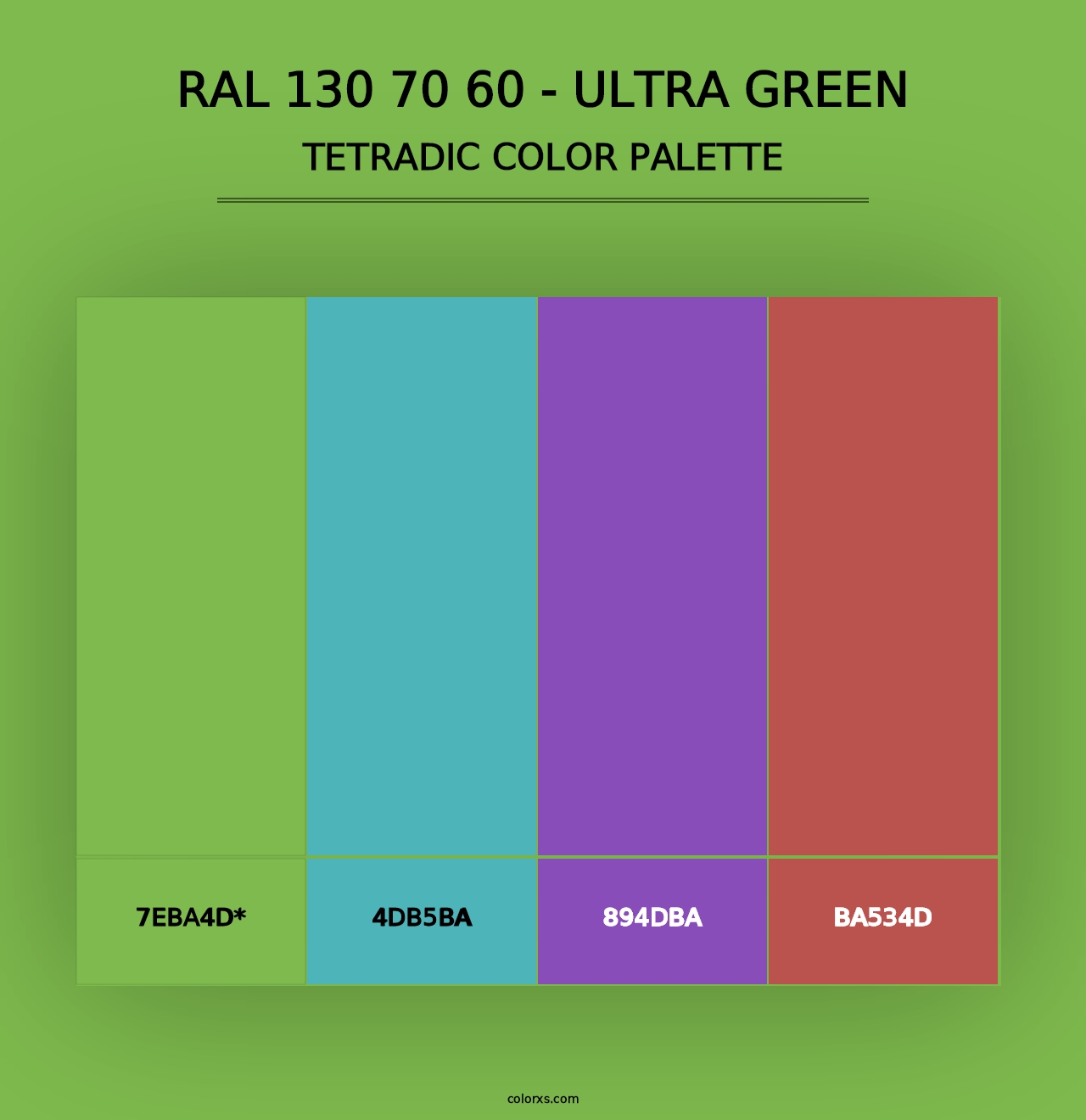 RAL 130 70 60 - Ultra Green - Tetradic Color Palette