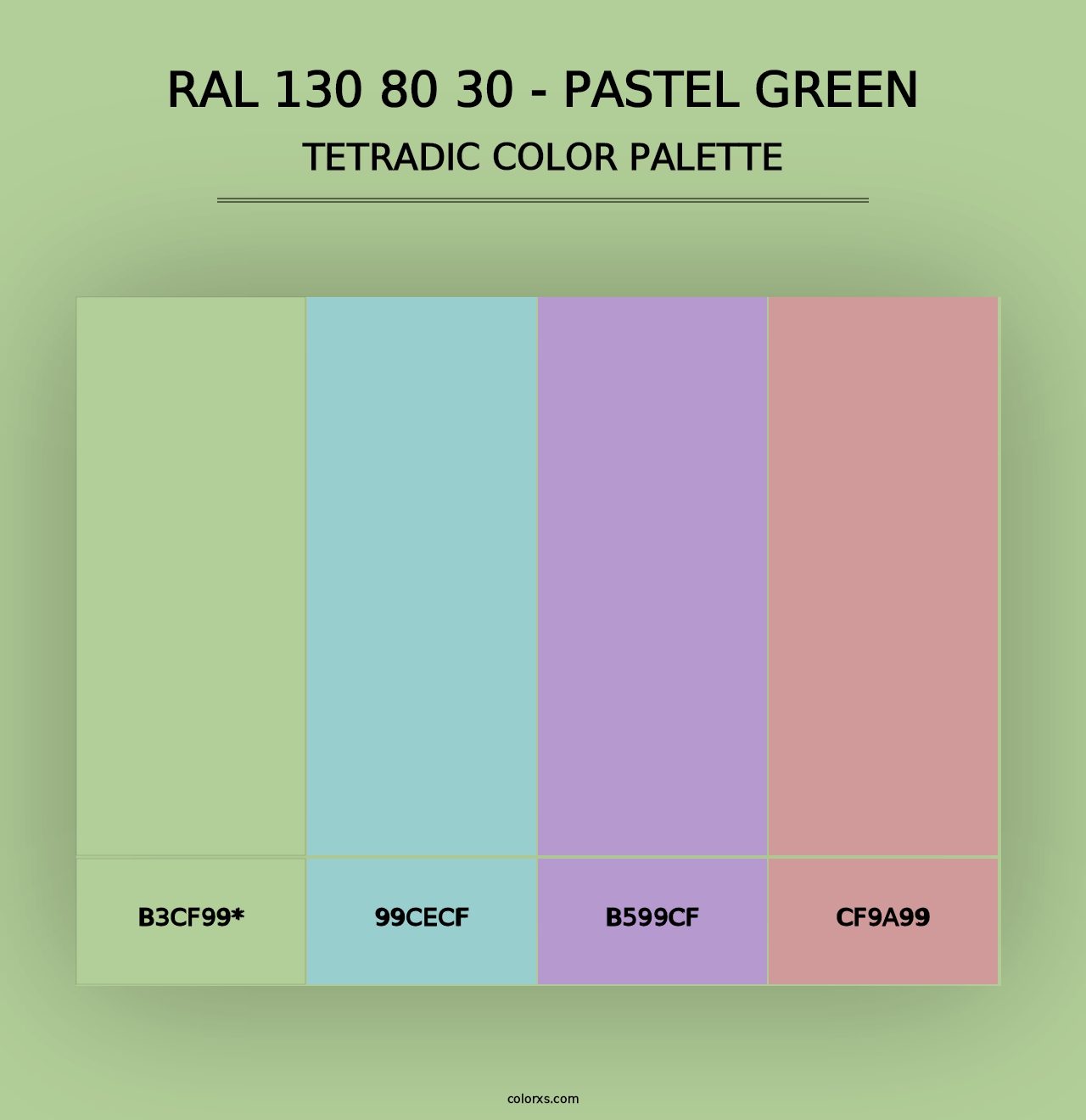 RAL 130 80 30 - Pastel Green - Tetradic Color Palette