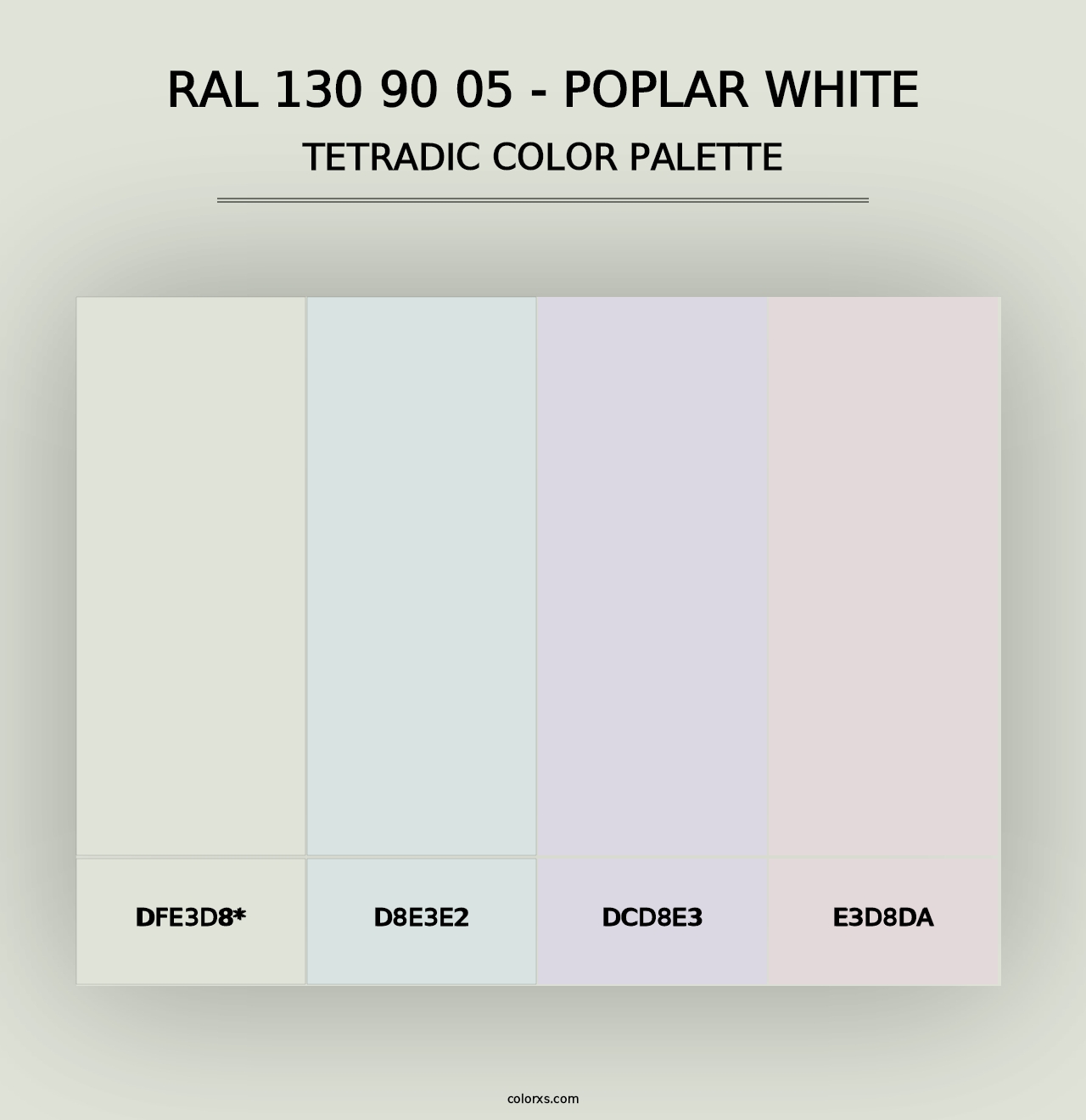 RAL 130 90 05 - Poplar White - Tetradic Color Palette