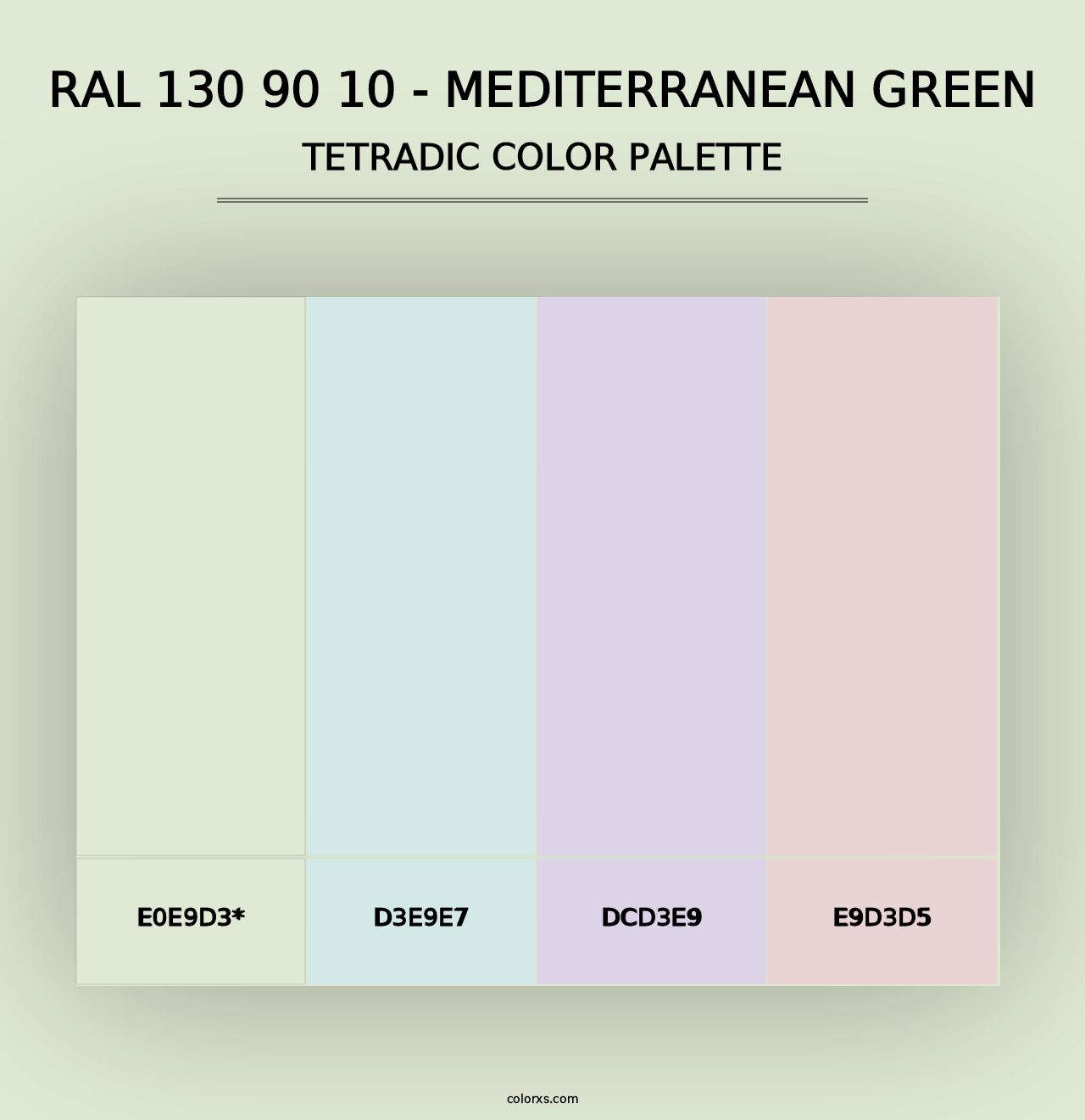 RAL 130 90 10 - Mediterranean Green - Tetradic Color Palette