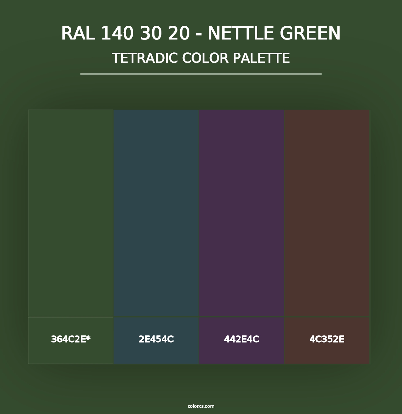 RAL 140 30 20 - Nettle Green - Tetradic Color Palette