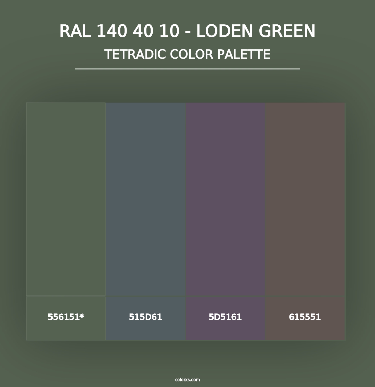 RAL 140 40 10 - Loden Green - Tetradic Color Palette