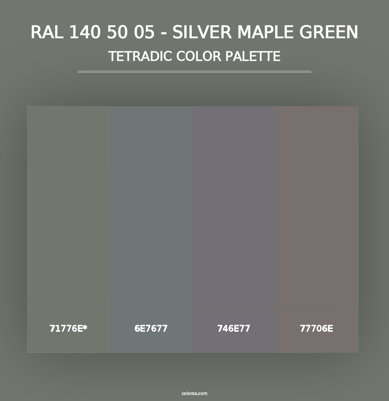 RAL 140 50 05 - Silver Maple Green - Tetradic Color Palette