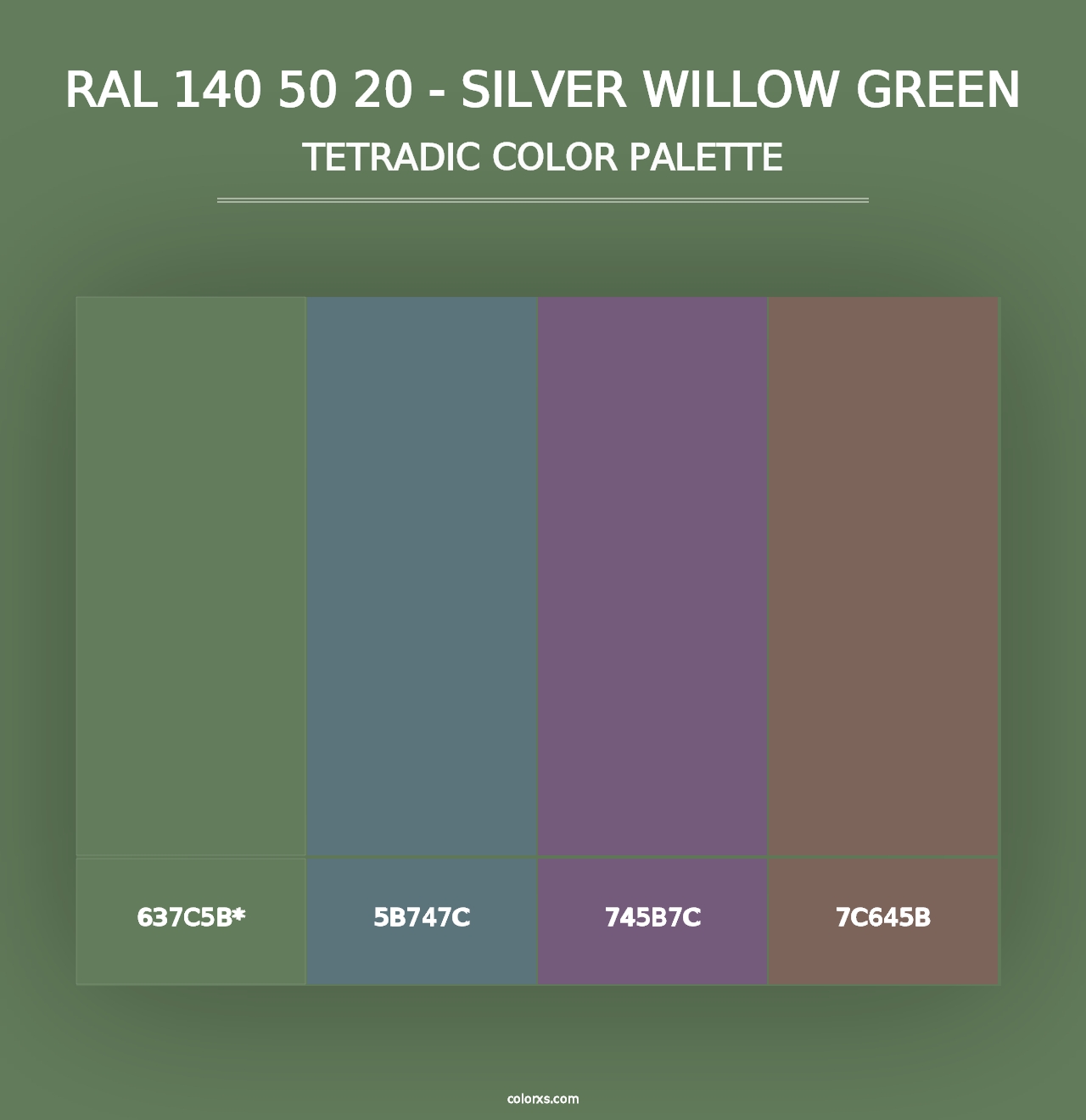 RAL 140 50 20 - Silver Willow Green - Tetradic Color Palette