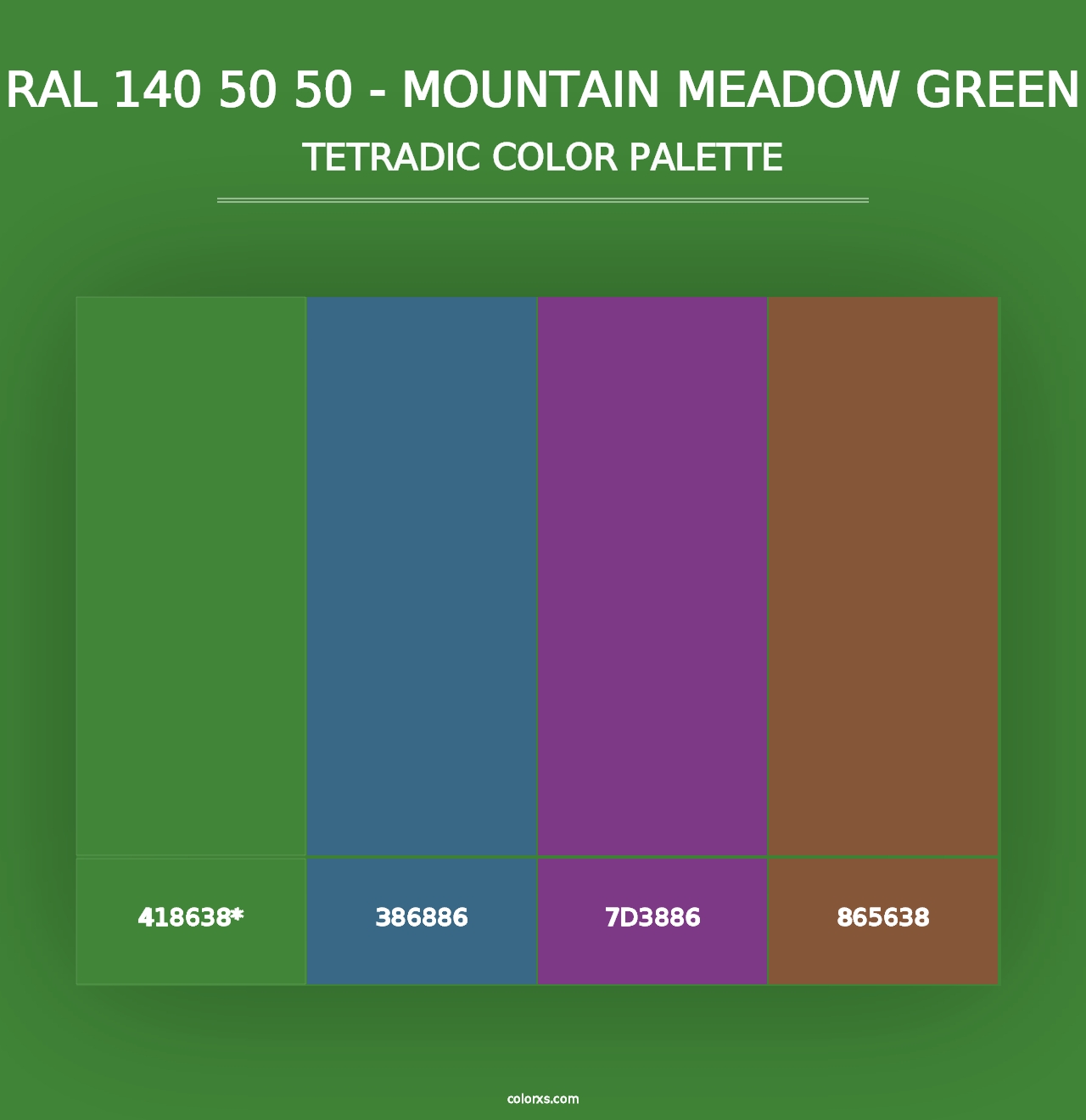 RAL 140 50 50 - Mountain Meadow Green - Tetradic Color Palette