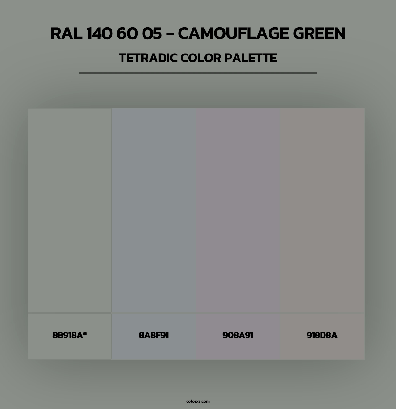 RAL 140 60 05 - Camouflage Green - Tetradic Color Palette