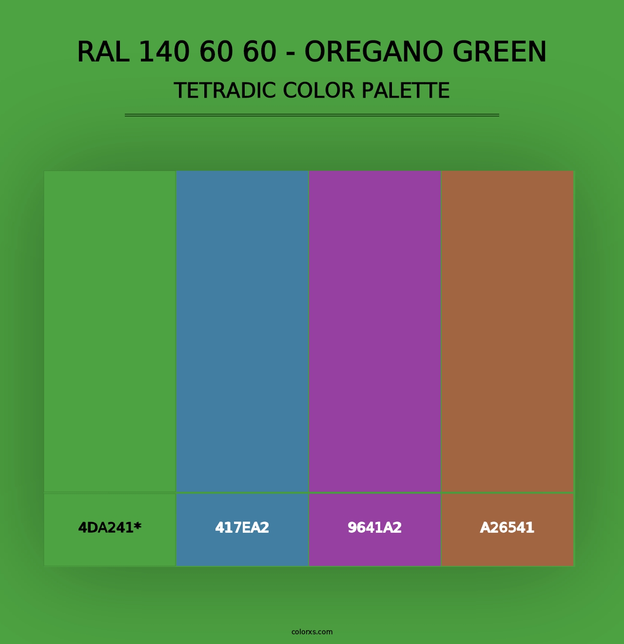 RAL 140 60 60 - Oregano Green - Tetradic Color Palette