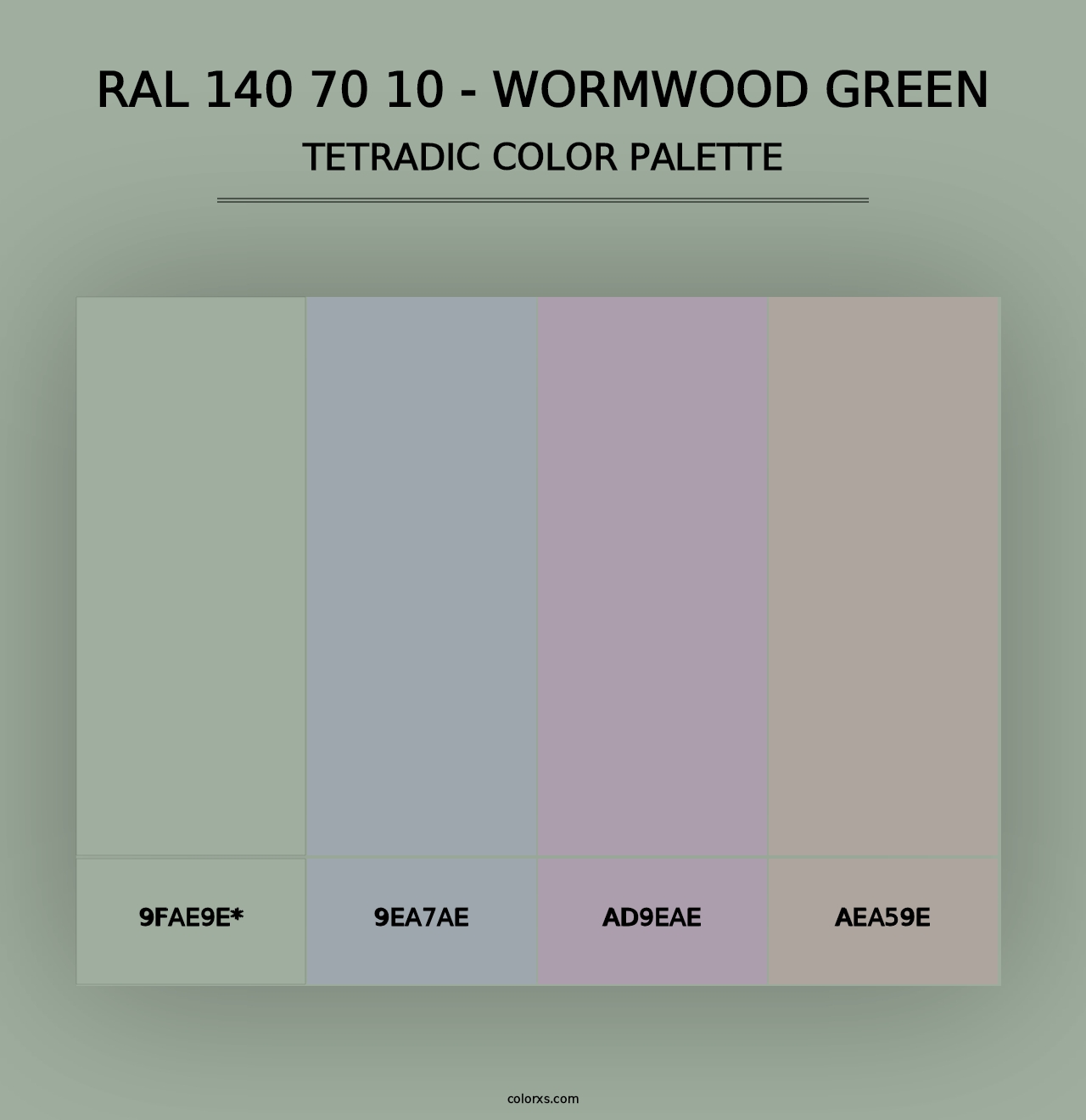 RAL 140 70 10 - Wormwood Green - Tetradic Color Palette