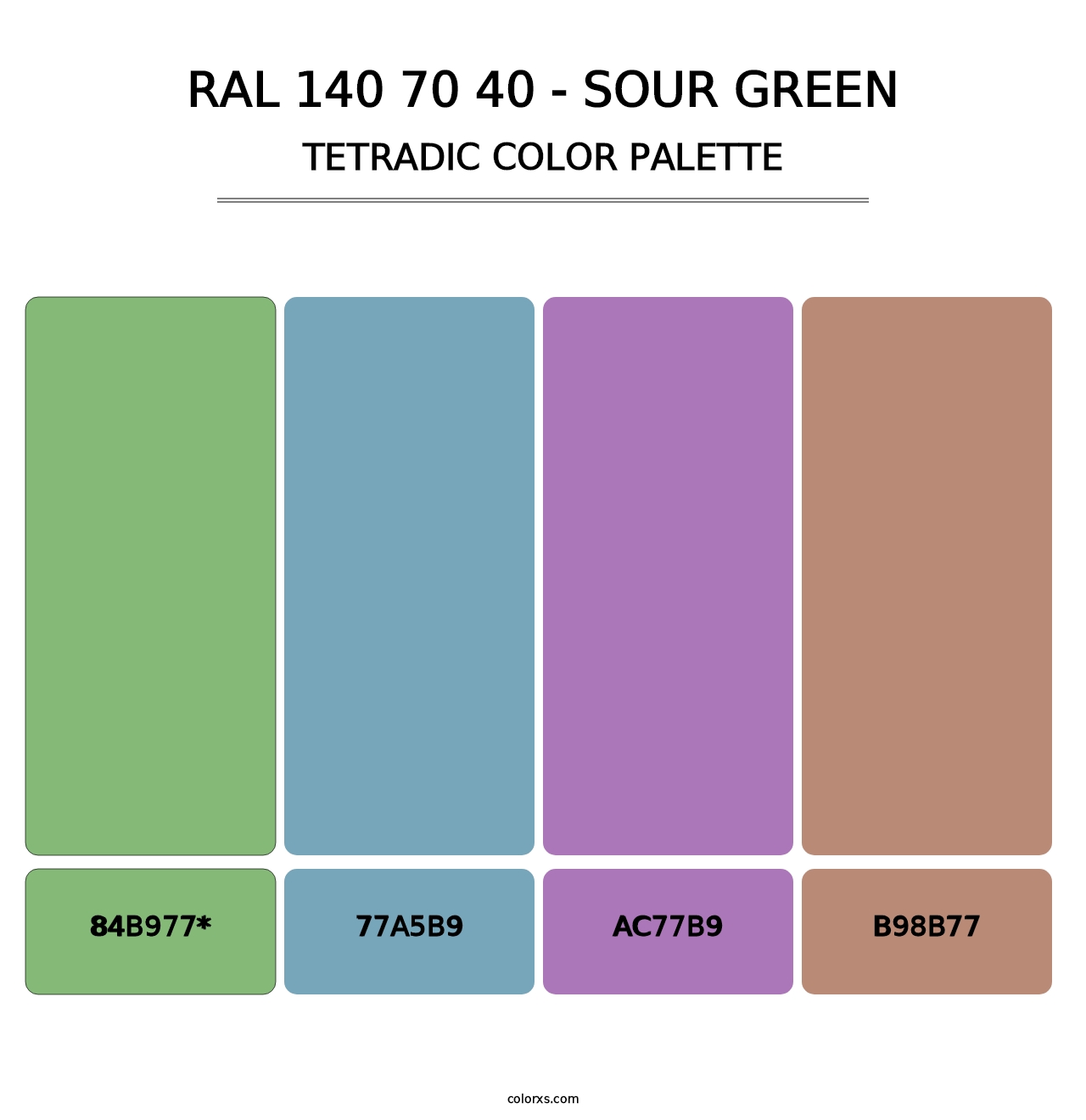 RAL 140 70 40 - Sour Green - Tetradic Color Palette