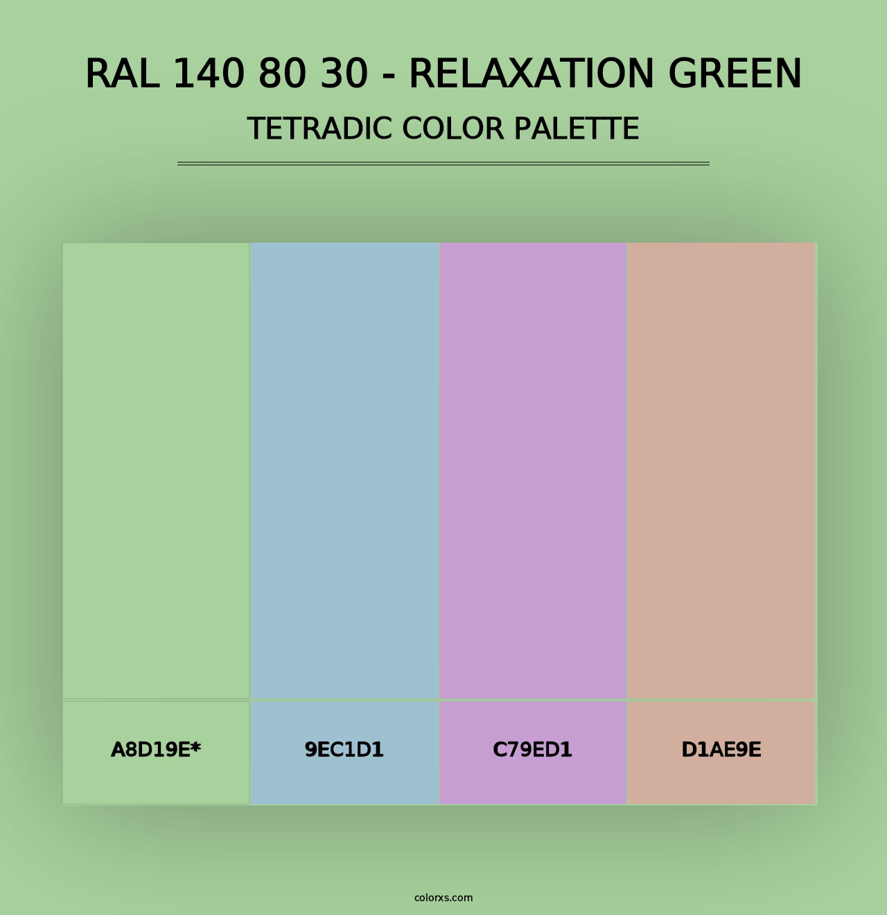 RAL 140 80 30 - Relaxation Green - Tetradic Color Palette