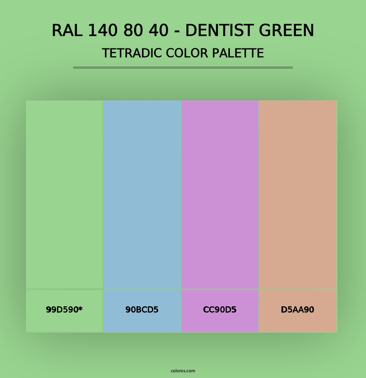 RAL 140 80 40 - Dentist Green - Tetradic Color Palette