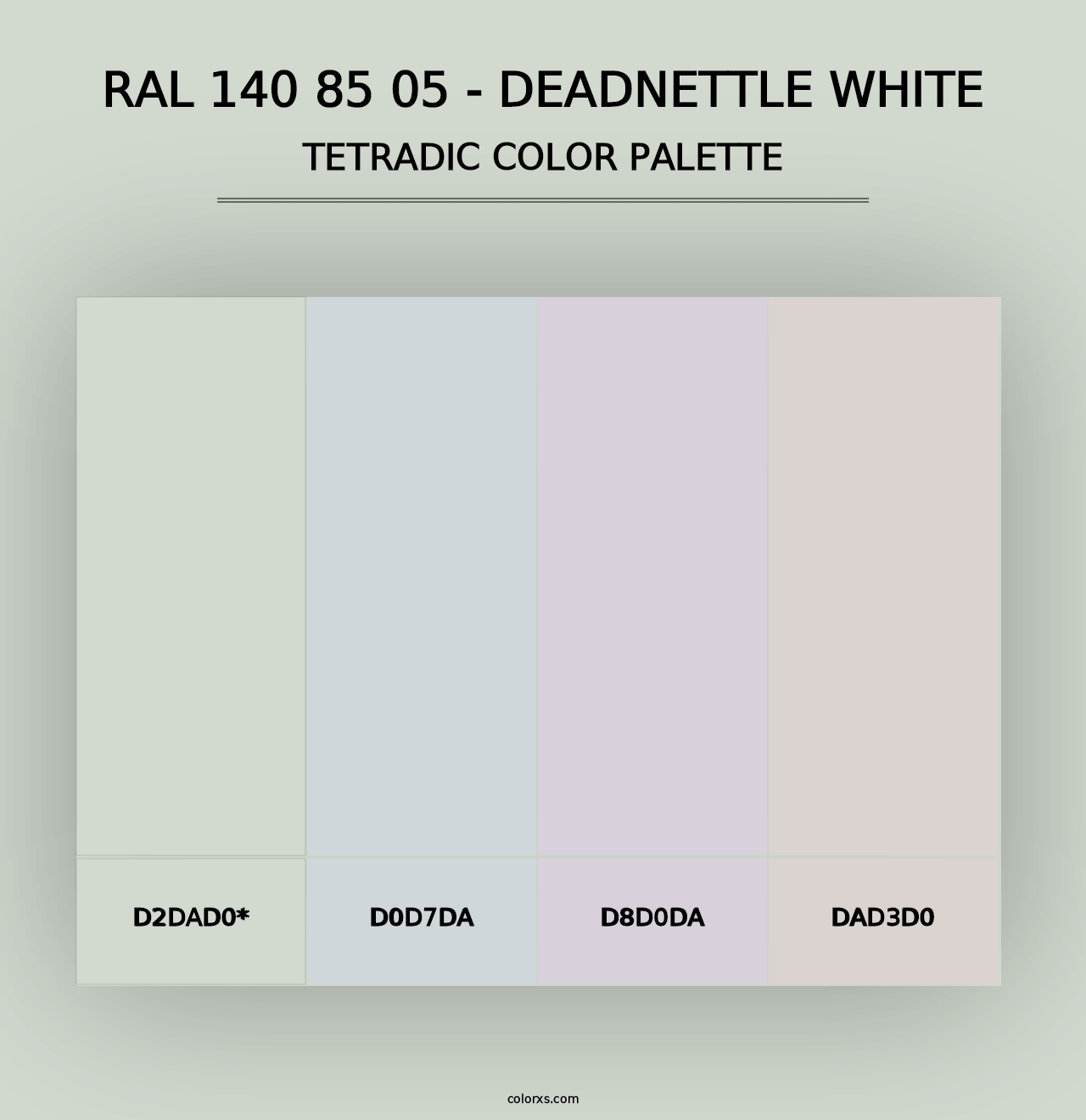 RAL 140 85 05 - Deadnettle White - Tetradic Color Palette