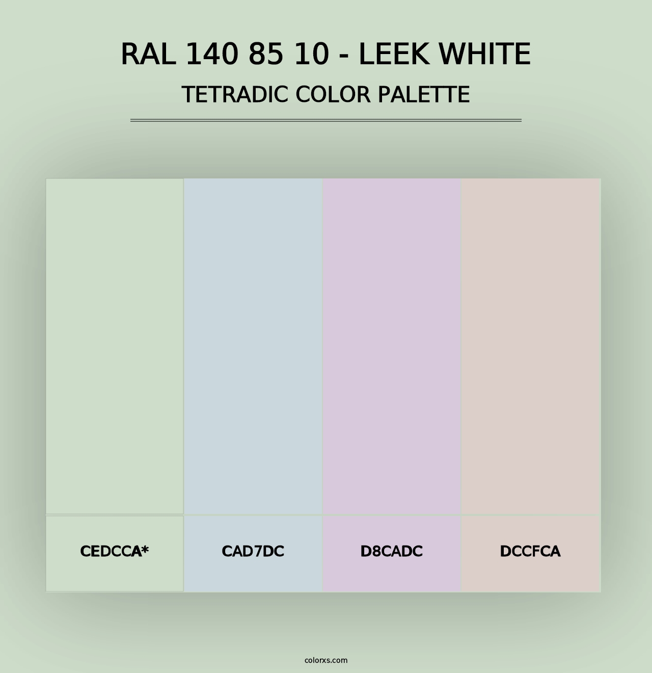 RAL 140 85 10 - Leek White - Tetradic Color Palette