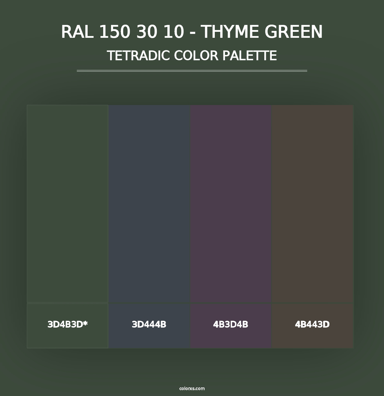 RAL 150 30 10 - Thyme Green - Tetradic Color Palette