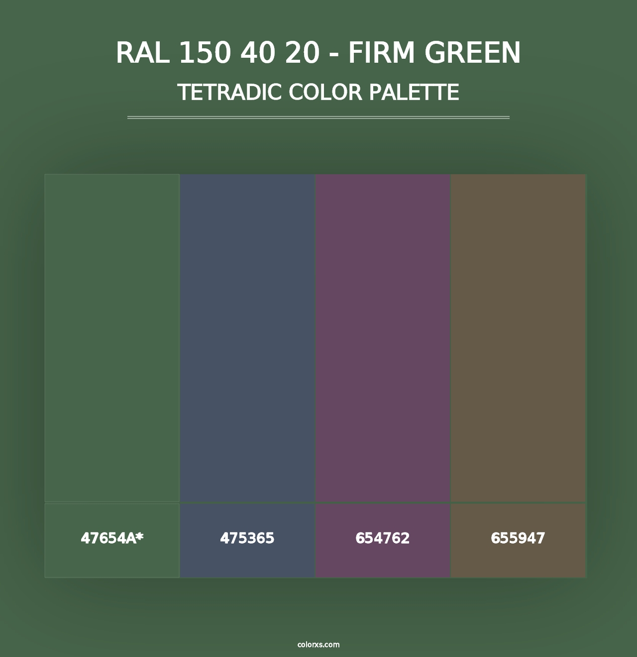 RAL 150 40 20 - Firm Green - Tetradic Color Palette