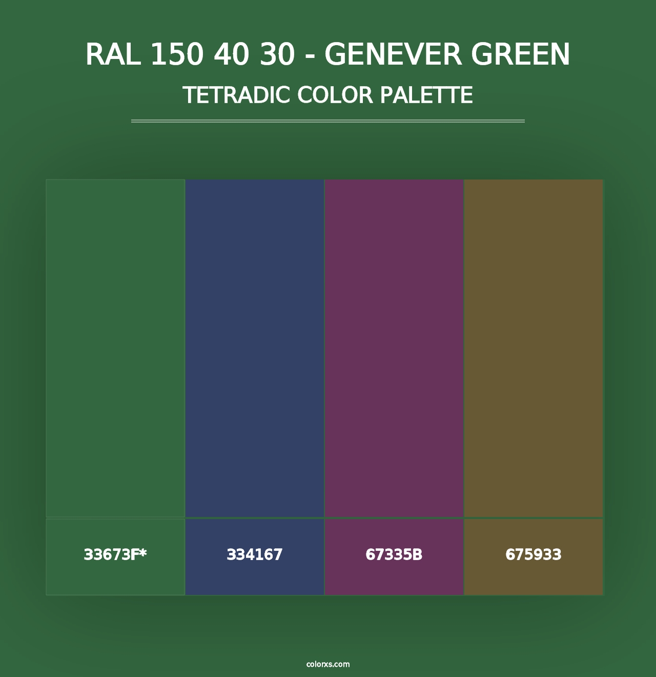 RAL 150 40 30 - Genever Green - Tetradic Color Palette