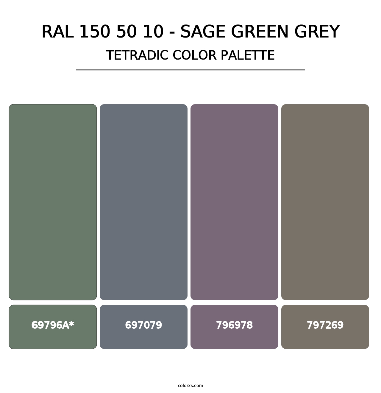 RAL 150 50 10 - Sage Green Grey - Tetradic Color Palette