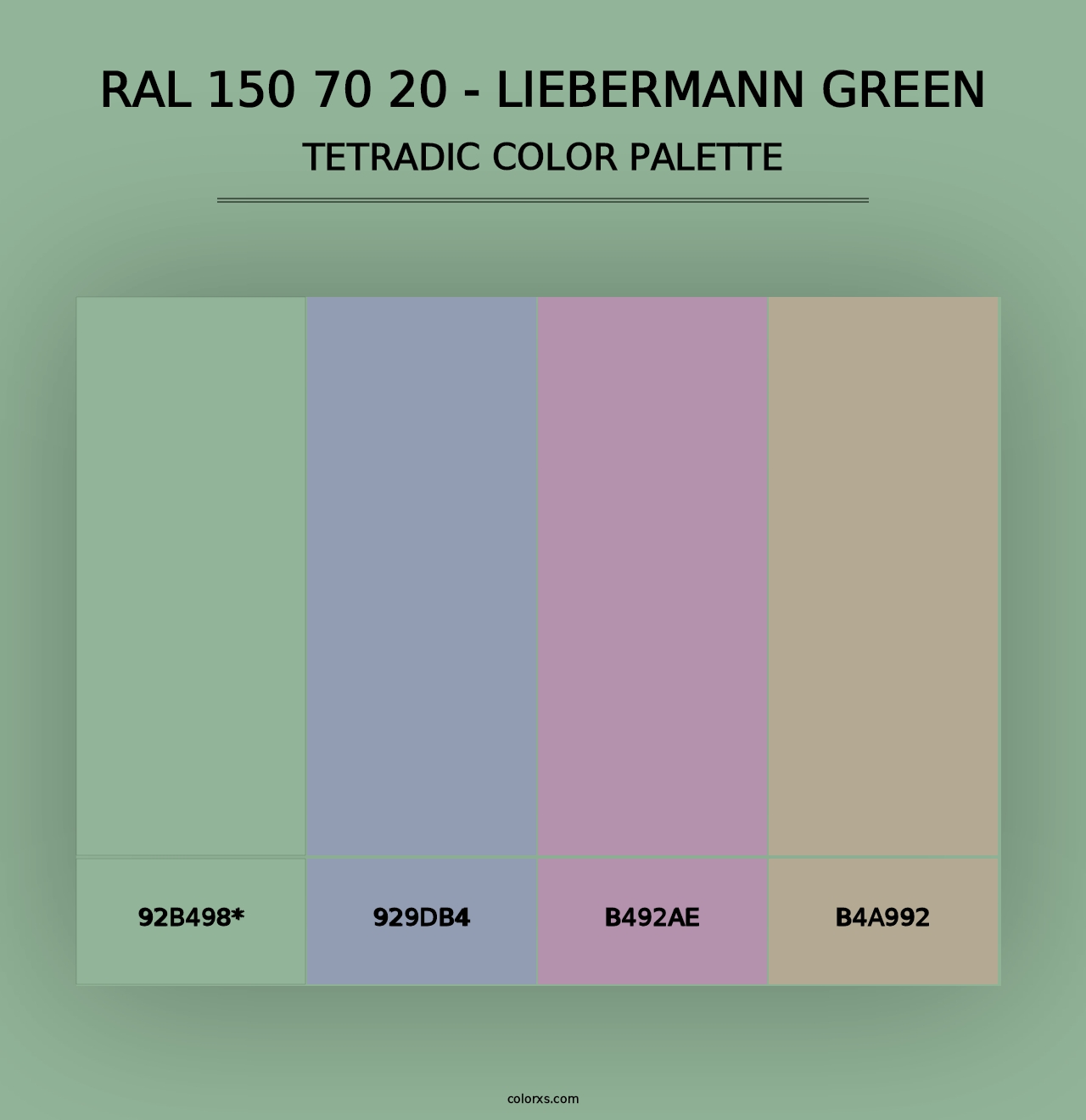 RAL 150 70 20 - Liebermann Green - Tetradic Color Palette