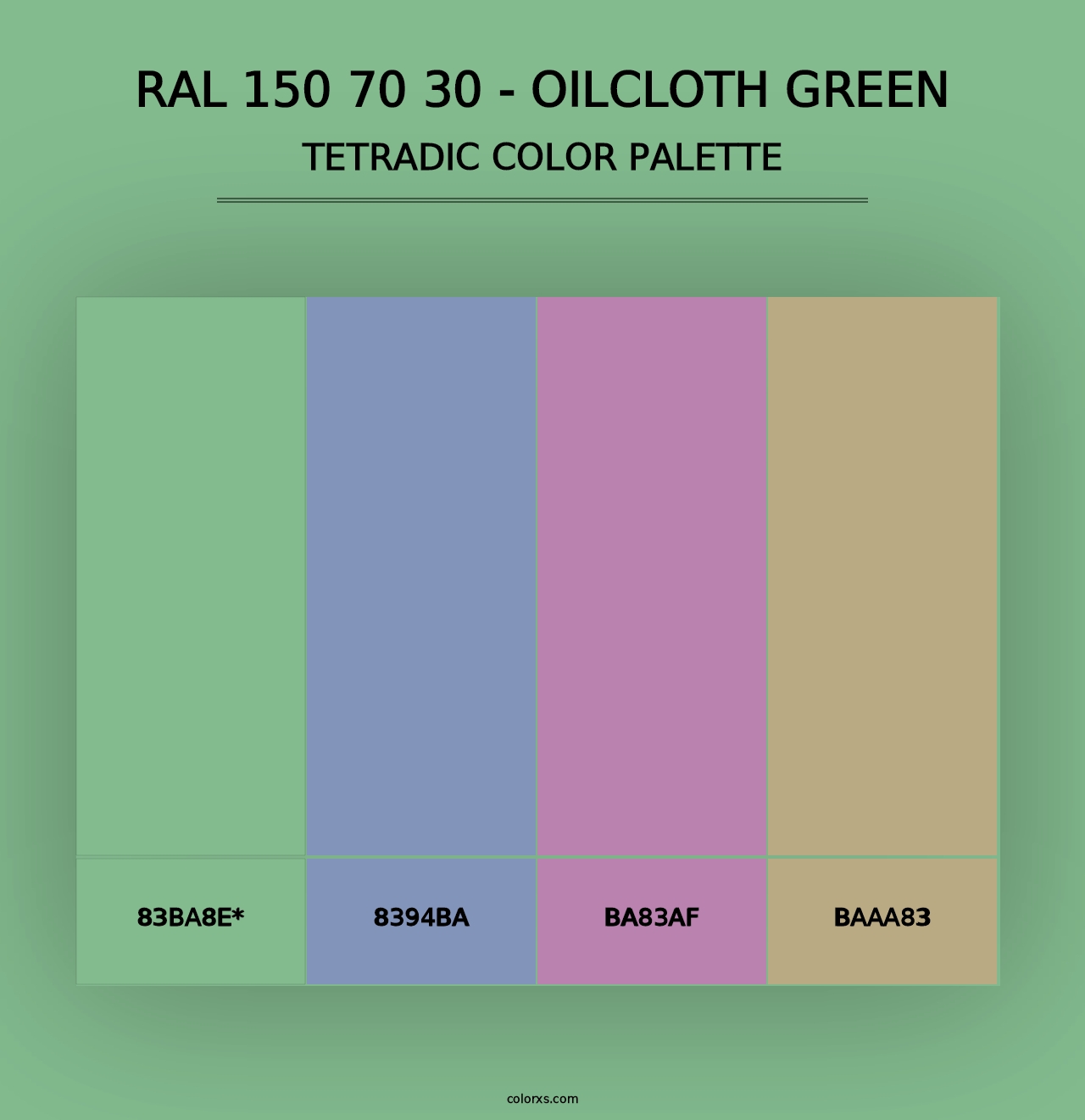 RAL 150 70 30 - Oilcloth Green - Tetradic Color Palette