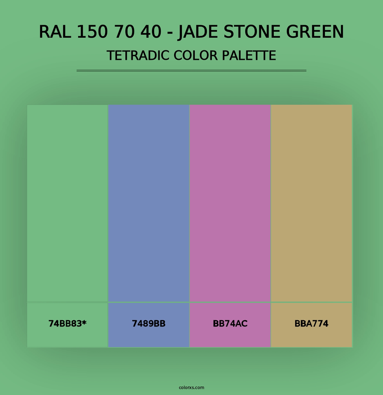 RAL 150 70 40 - Jade Stone Green - Tetradic Color Palette