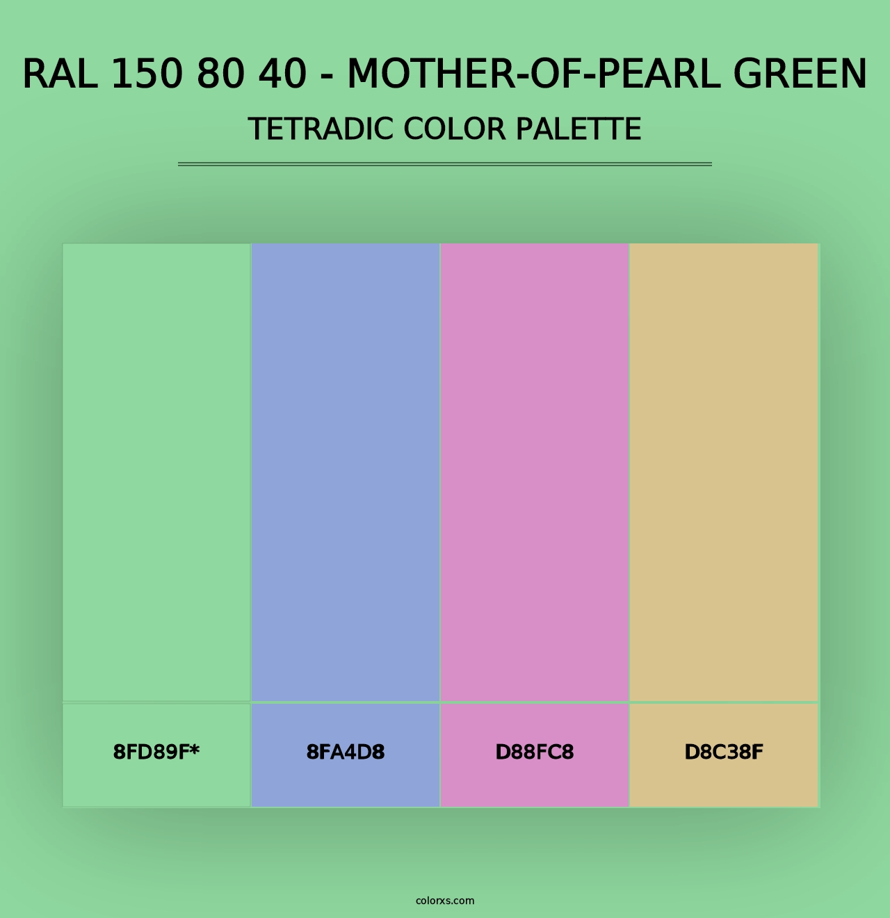 RAL 150 80 40 - Mother-Of-Pearl Green - Tetradic Color Palette