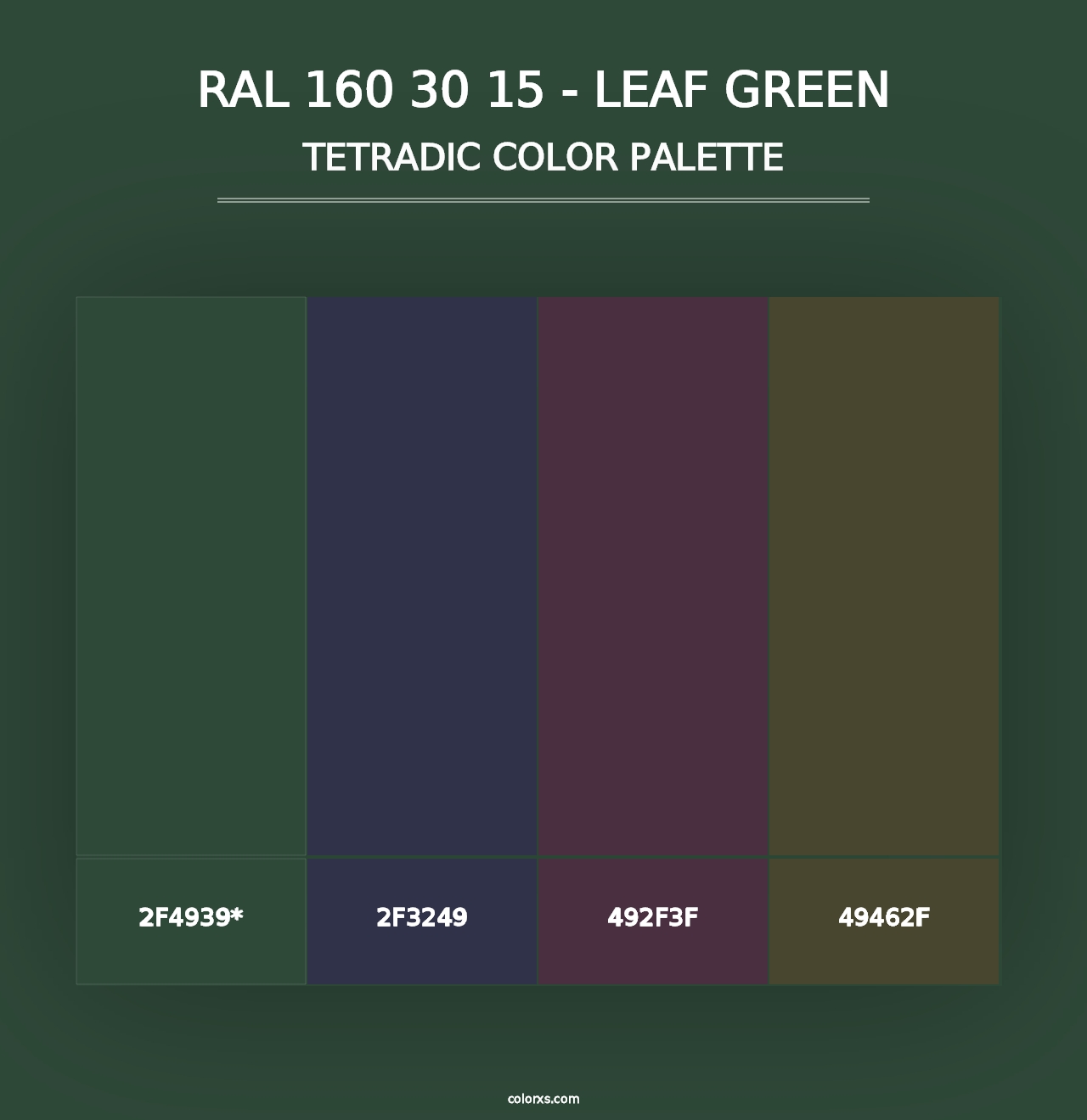 RAL 160 30 15 - Leaf Green - Tetradic Color Palette