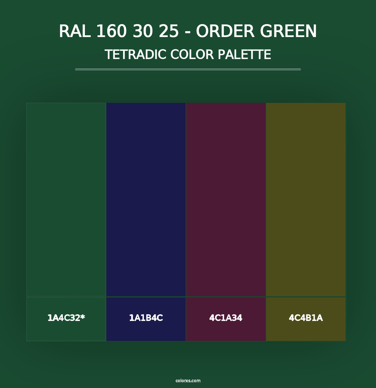 RAL 160 30 25 - Order Green - Tetradic Color Palette