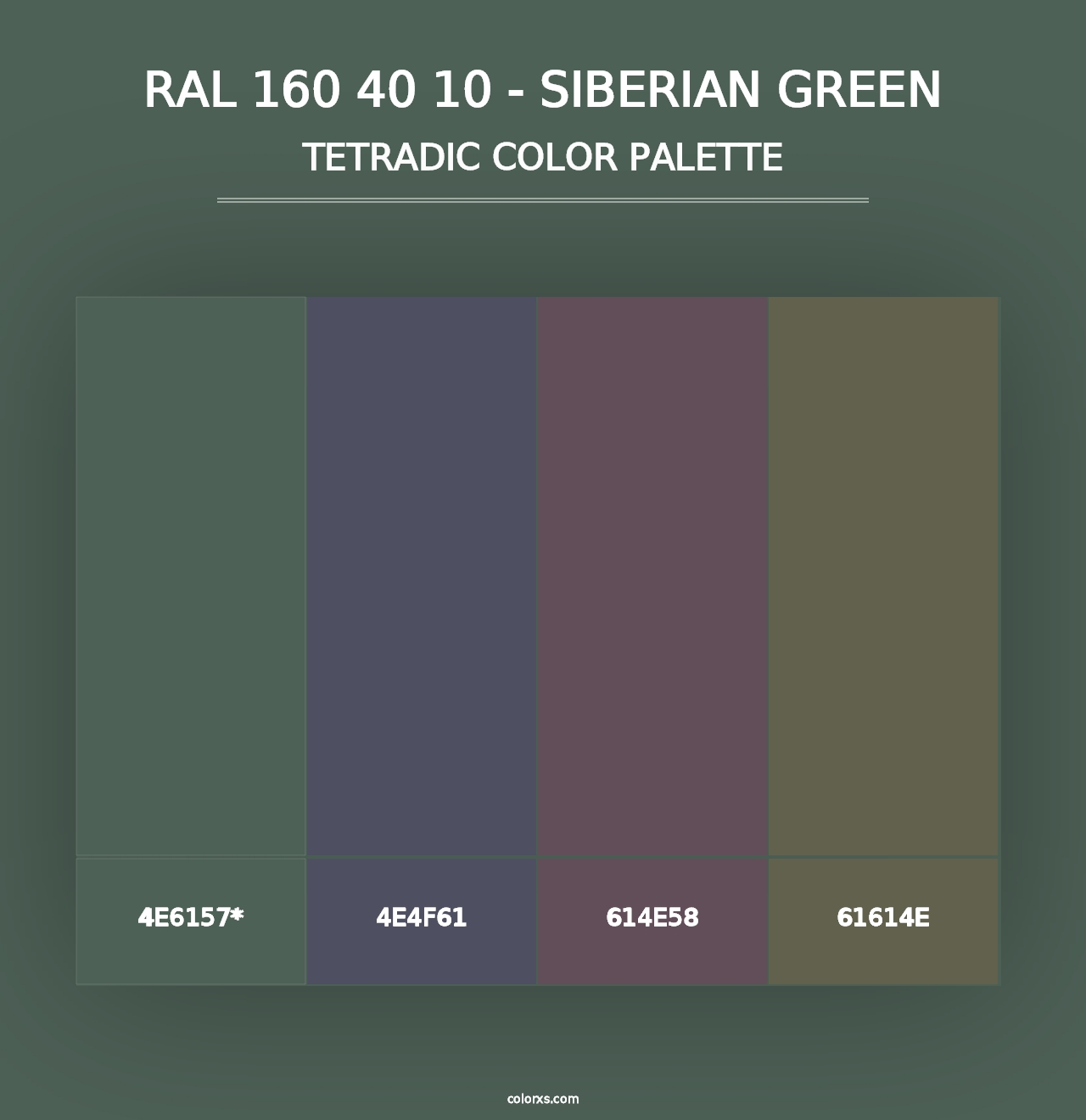 RAL 160 40 10 - Siberian Green - Tetradic Color Palette