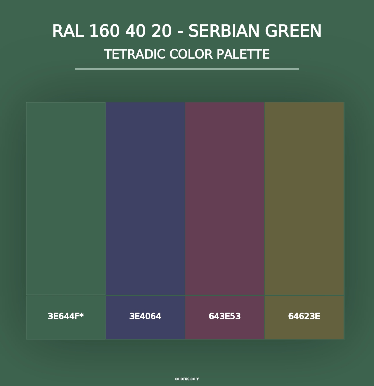 RAL 160 40 20 - Serbian Green - Tetradic Color Palette