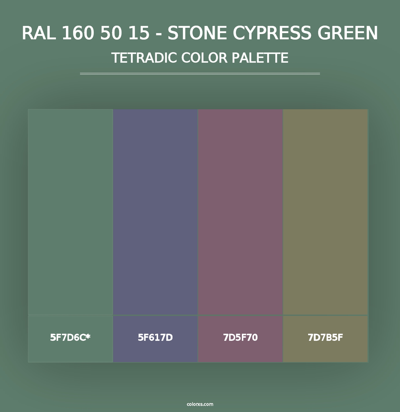 RAL 160 50 15 - Stone Cypress Green - Tetradic Color Palette