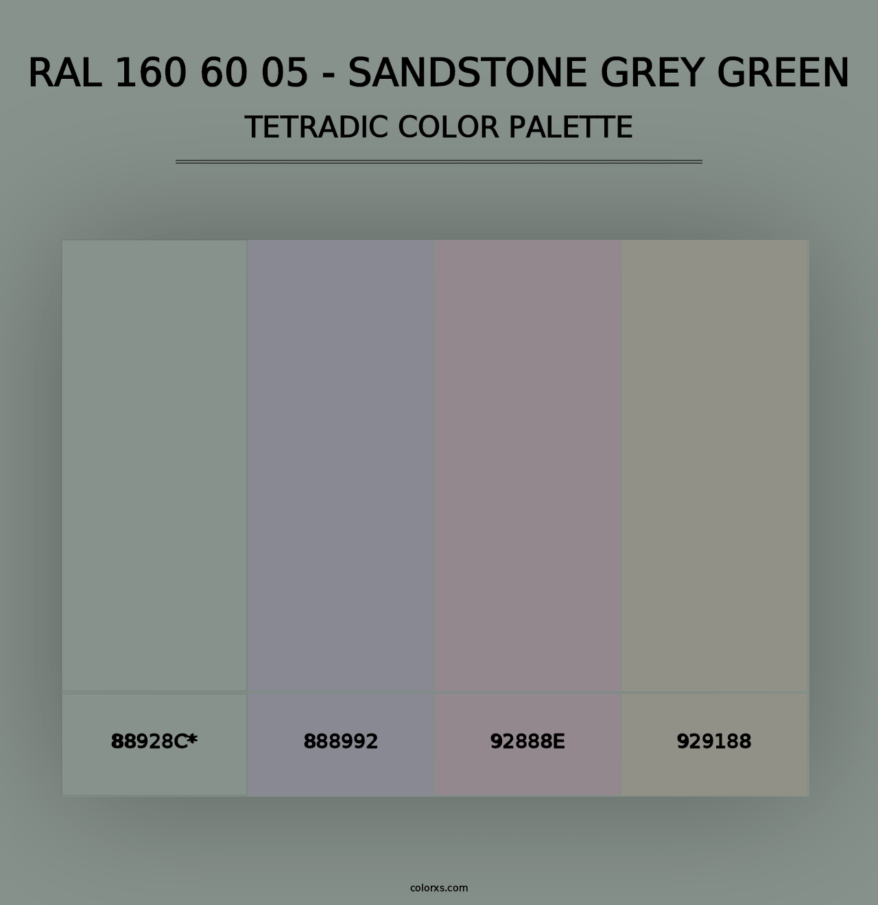 RAL 160 60 05 - Sandstone Grey Green - Tetradic Color Palette