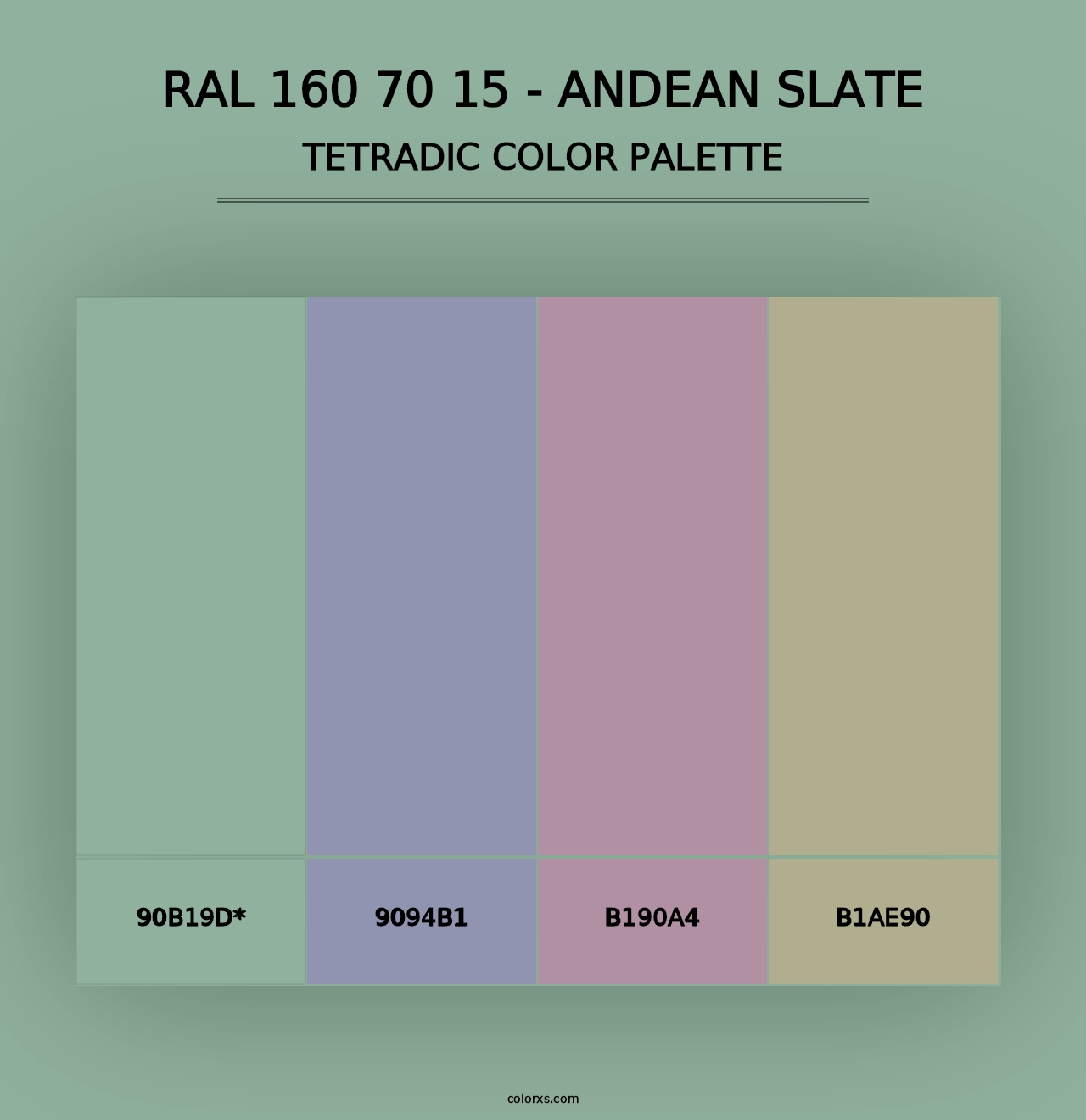 RAL 160 70 15 - Andean Slate - Tetradic Color Palette