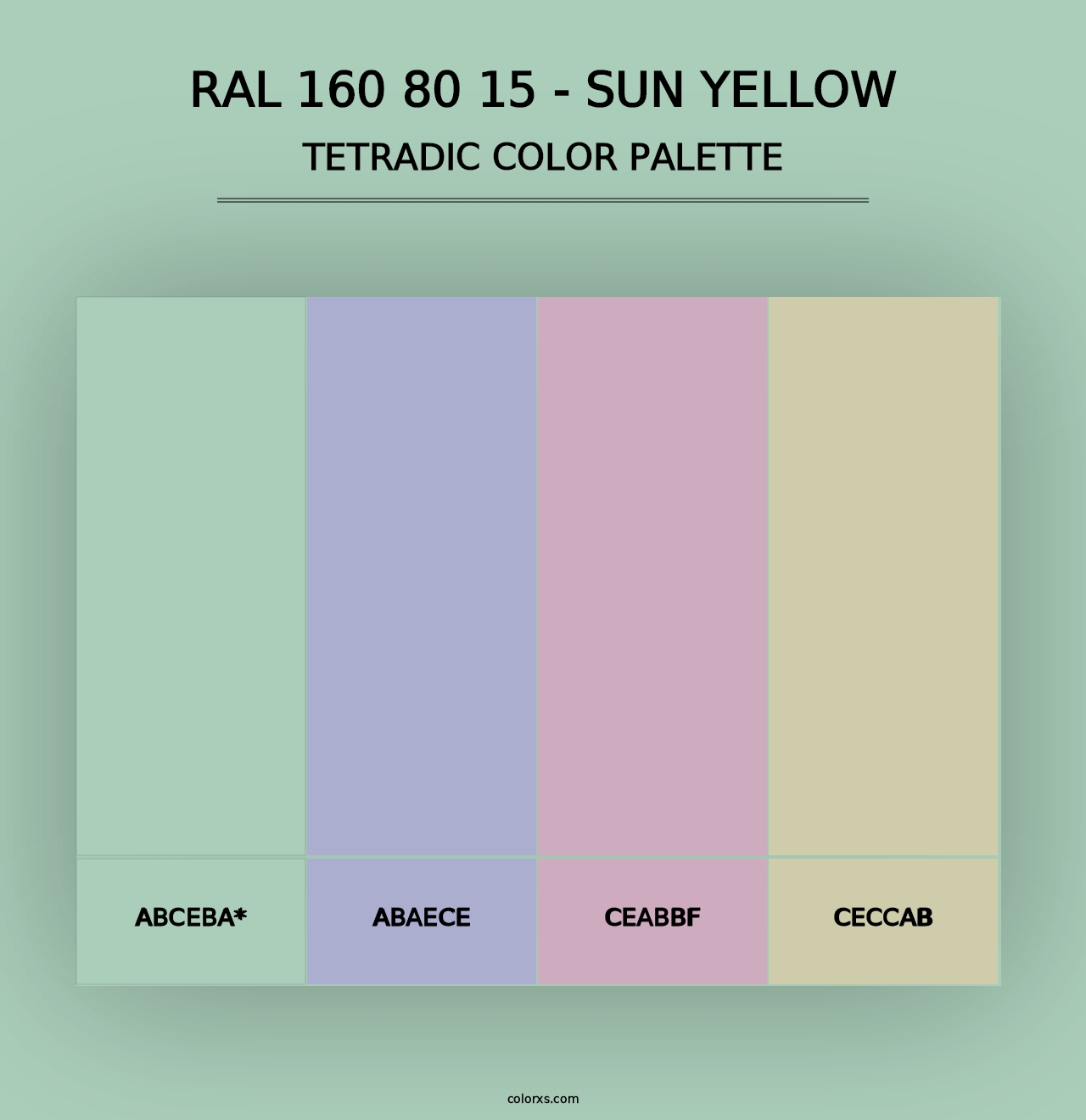 RAL 160 80 15 - Sun Yellow - Tetradic Color Palette