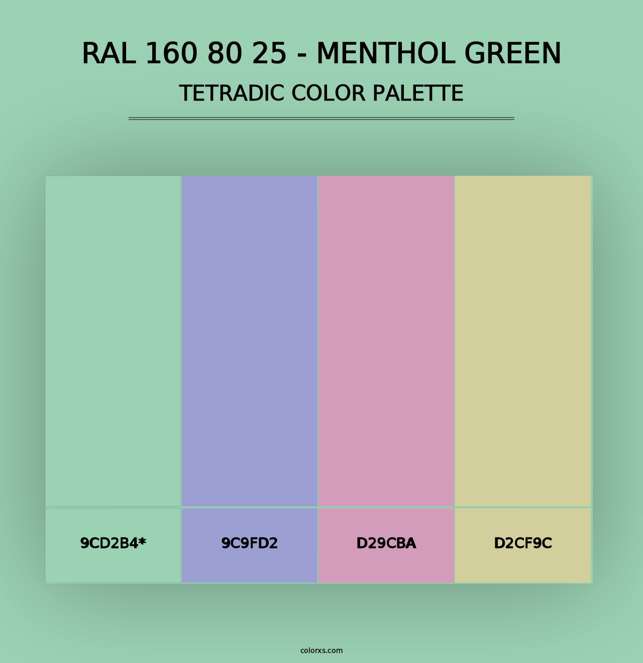 RAL 160 80 25 - Menthol Green - Tetradic Color Palette