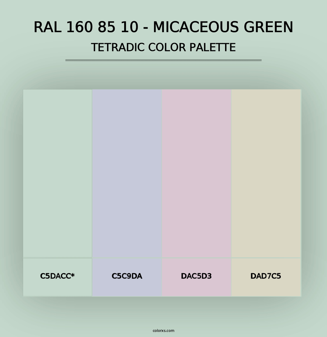 RAL 160 85 10 - Micaceous Green - Tetradic Color Palette