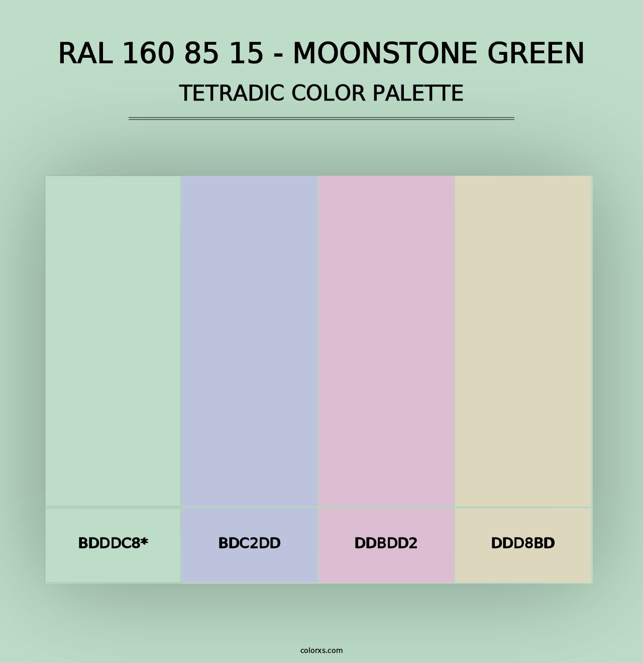 RAL 160 85 15 - Moonstone Green - Tetradic Color Palette