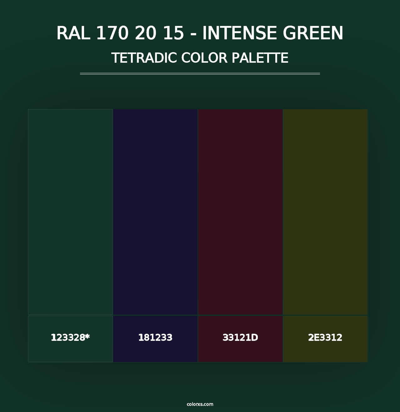 RAL 170 20 15 - Intense Green - Tetradic Color Palette