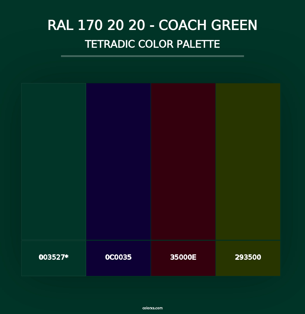 RAL 170 20 20 - Coach Green - Tetradic Color Palette