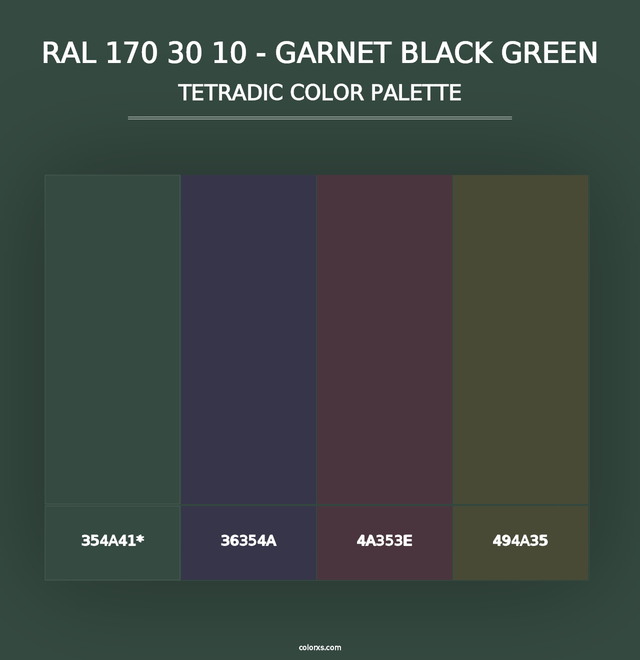 RAL 170 30 10 - Garnet Black Green - Tetradic Color Palette