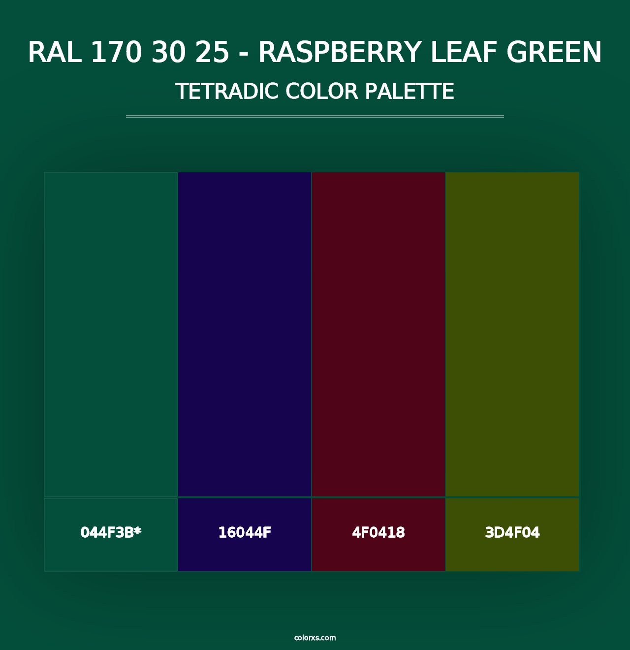 RAL 170 30 25 - Raspberry Leaf Green - Tetradic Color Palette