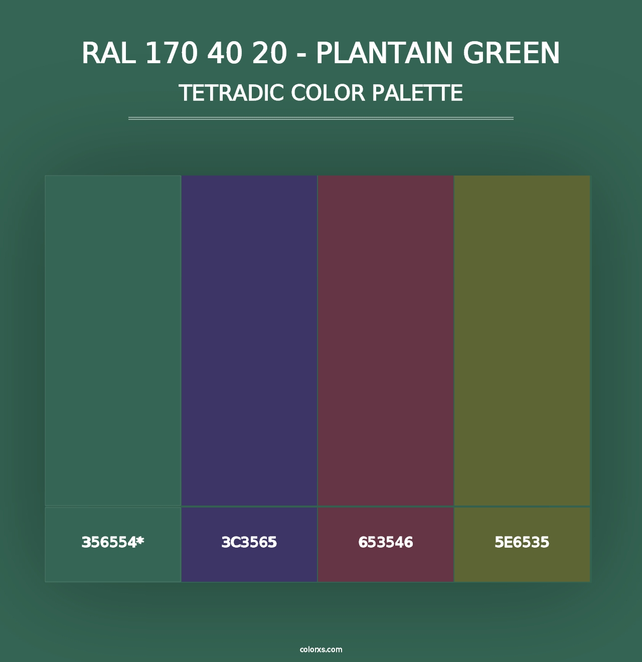 RAL 170 40 20 - Plantain Green - Tetradic Color Palette