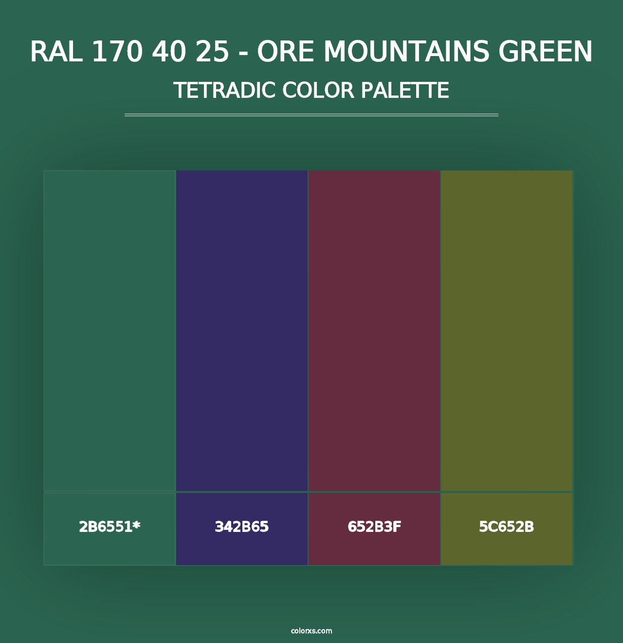 RAL 170 40 25 - Ore Mountains Green - Tetradic Color Palette