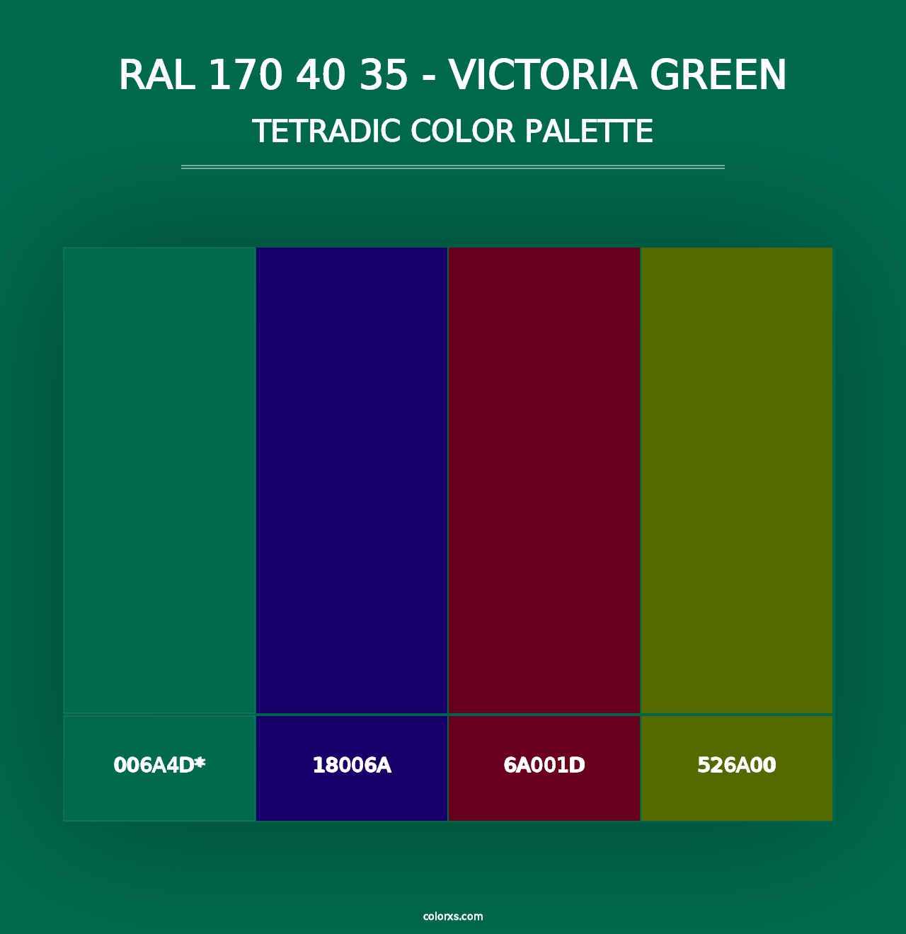 RAL 170 40 35 - Victoria Green - Tetradic Color Palette