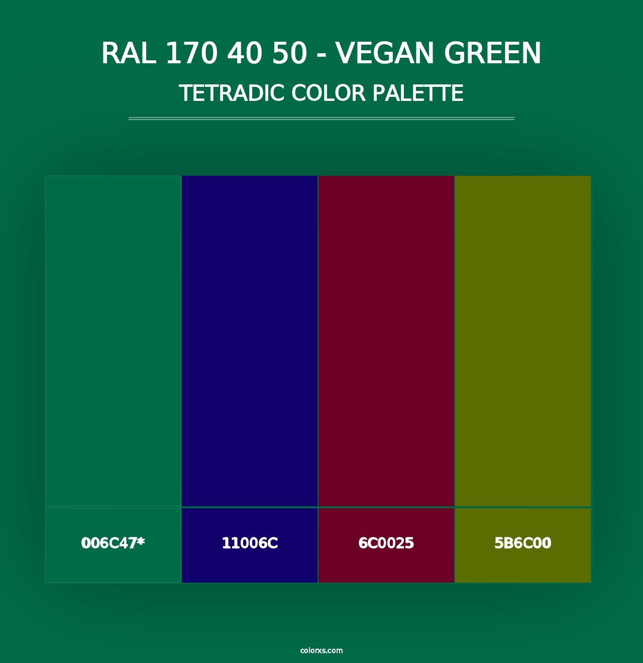 RAL 170 40 50 - Vegan Green - Tetradic Color Palette